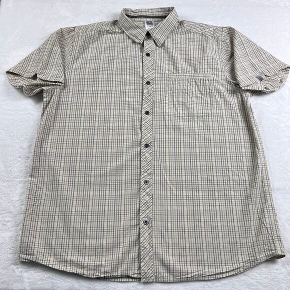 The North Face Men's Short Sleeve Button Down Shirt Size XL Beige Plaid - Picture 1 of 7